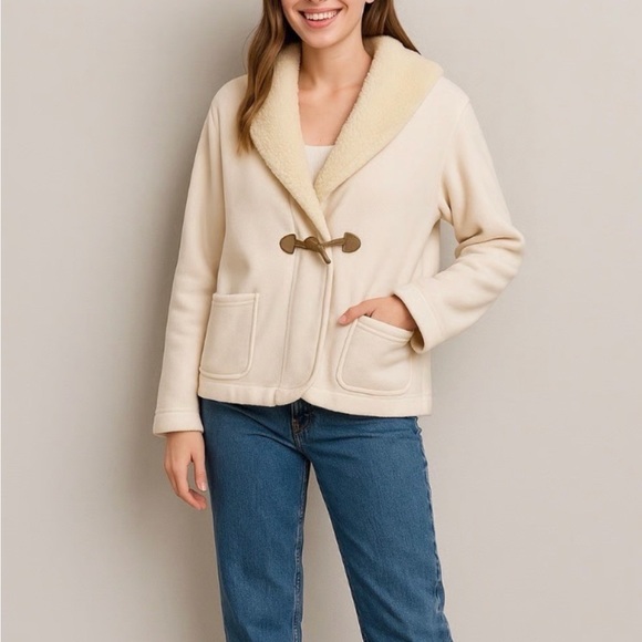 Lauren Ralph Lauren Jackets & Blazers - Ralph Lauren Sherpa Shawl Collar Fleece Blazer Jacket Women SZ PM Duffle Button‎